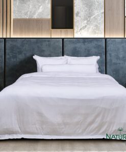 Bộ chăn ga Nature Home Cotton Trắng In Chìm