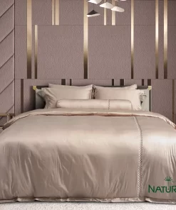 Bộ chăn ga Nature Home Cotton Kim Cương Nâu Kem Luxe