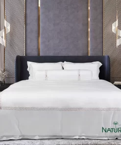 Bộ chăn ga Nature Home Tencel Cotton Trắng Chuỗi Ngọc Luxe
