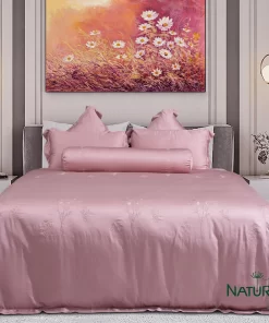 Bộ chăn ga Nature Home Tencel Họa Mi Hồng
