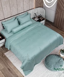 Bộ chăn ga Tencel Nature Home Anh Đào Xanh Ngọc Luxe