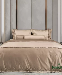 Bộ chăn ga Nature Home Cotton Nhịp Sóng Nâu Kem 2023