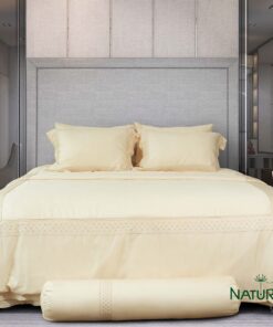 Bộ chăn ga Nature Home Tencel Cotton Caro Vàng Kem 2023